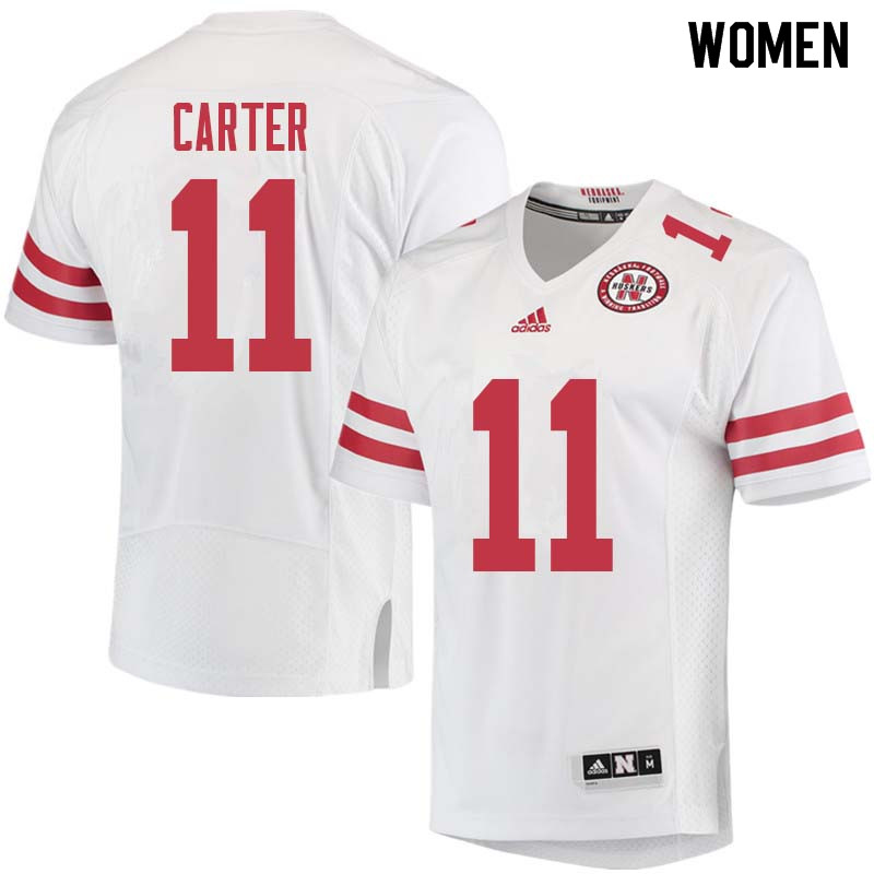 Women #11 Cethan Carter Nebraska Cornhuskers College Football Jerseys Sale-White